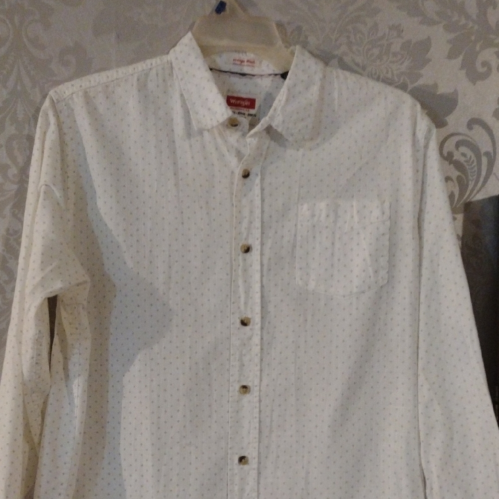 Wrangler Gray and White Casual Button Down Shirt Relaxed Fit - Picture 2 of 6